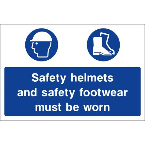 Safety Helmets And Safety Footwear Must Be Worn Sign Commercial And