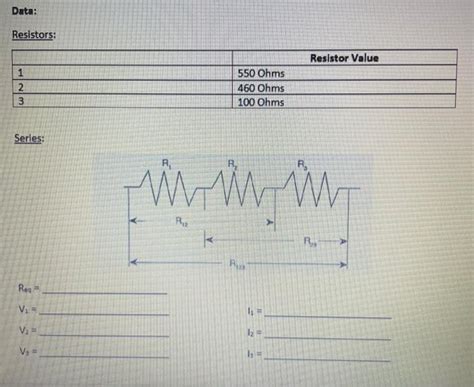 Solved Data Resistors Resistor Value 1 Wn 550 Ohms 460