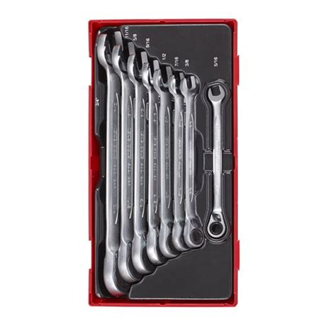 Teng Pce Reversible Ratchet Af Combination Spanner Set Tc Tray Itm