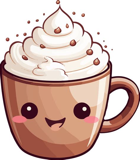 Ai Generated Cute Hot Chocolate In Cartoon Style Png