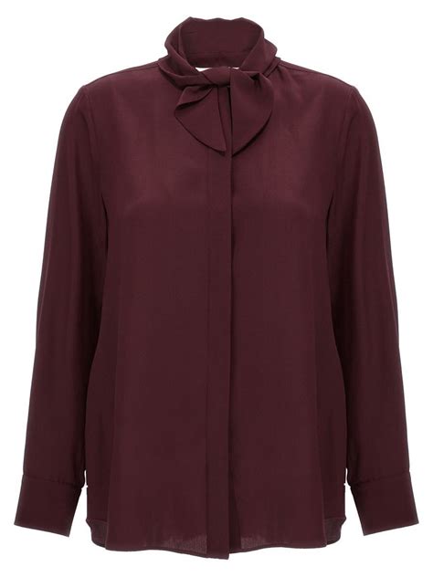 Buy Chloé Pussy Bow Blouse Bordeaux At Off Editorialist