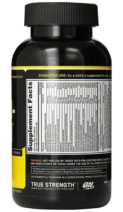 Optimum Nutrition Opti-Men Multivitamin Supplement Review