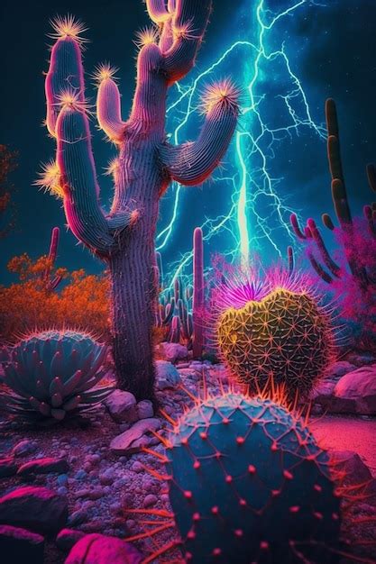 Premium Photo Cactus Plant With Lightning Bolt Bolting Through The