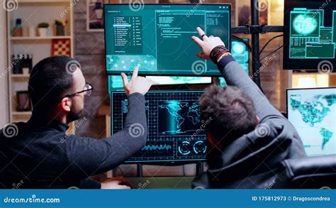 Two Male Hacker Making Their Attack Plan Stock Image Image Of Group