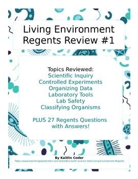 Living Environment Regents Review Packet Of Tpt