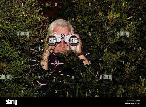 Guy Peeking Over Bushes