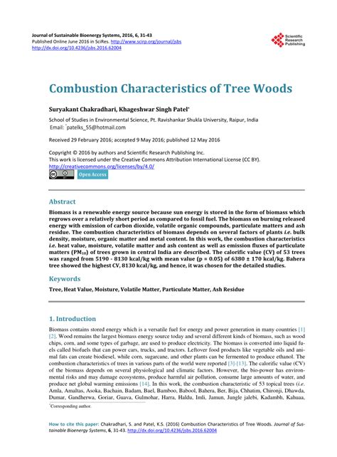 PDF Combustion Characteristics Of Tree Woods