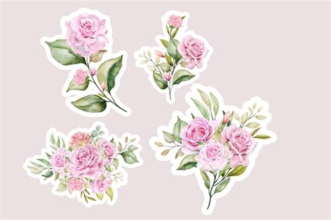 Premium Vector Beautiful Watercolour Red Rose Stickers Design