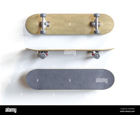 Classic Skateboard On White Background Various Top Views 3d Render