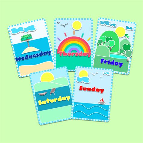 days   week flashcards kids printables