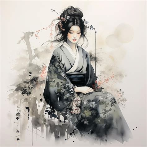 Pintura Tradicional Japonesa De P Ssaros Sumie Foto Premium