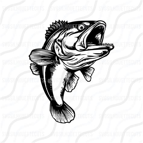 Bass Fishing Svg Bass Fish Svg Fishing Svg Cut Table Etsy