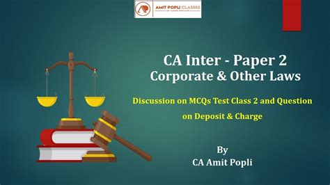 Ca Inter Law Discussion On Mcqs Test Class 2 And Question On Deposit