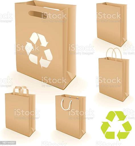 Recycling Paper Bag Stock Illustration Download Image Now Brown