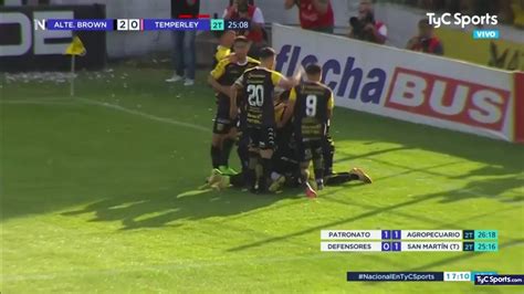 Almirante Brown vs Temperley el gol de José Luis Escurra 2 0