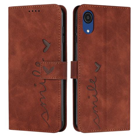 For Samsung Galaxy A03 Core Skin Feel Heart Pattern Leather Phone Case