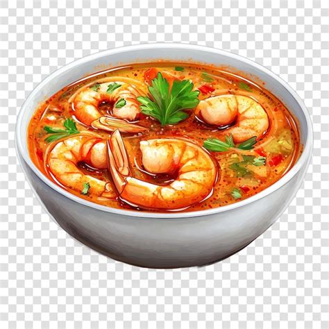 Tom Yum Kung Thai Hot Spicy Soup Shrimp Premium AI Generated PSD