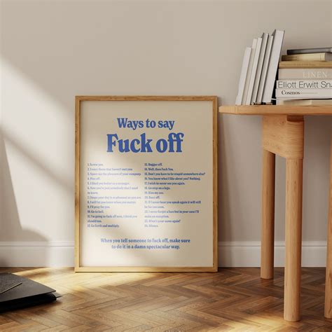 Ways To Say Fuck Off Poster Digital Print Funny Word Phrase Poster