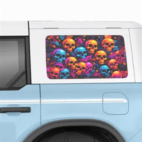 Skulls And Pumpkins Perforated Rear Quarter Window Decals Fits 2021 4