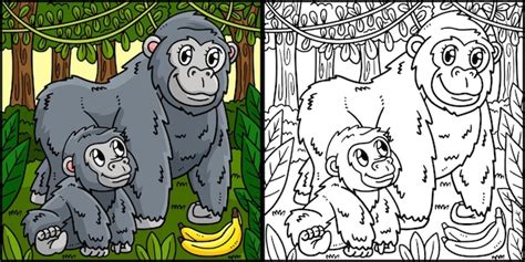 Premium Vector | Mother Gorilla and Baby Gorilla Illustration