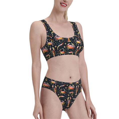 Noikeo Various Crustaceans Pattern Bikini Set For Women Two Piece Swimsuits Low Rise Bathing