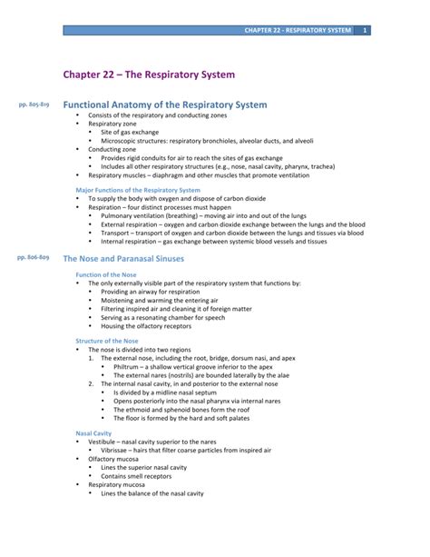 Chapter 22 Respiratory System