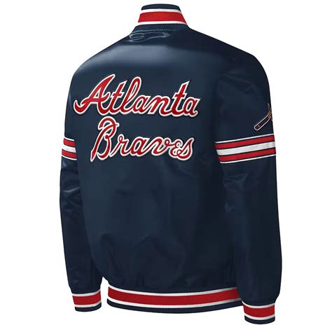 Starter Satin Midfield Atlanta Braves Navy Jacket Jackets Masters