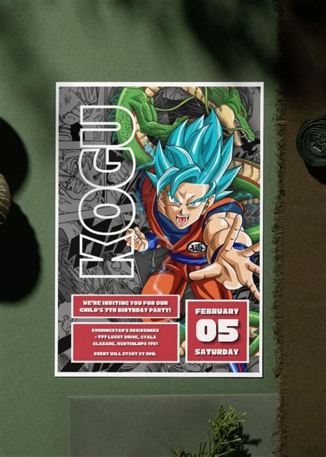 Dragonball Birthday Invitation Template Dragon Ball Z Invite Goku