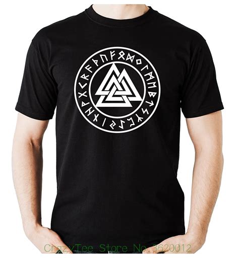 T Shirt Fashiont Shirt Free Shipping Valknut Odin Viking Symbol Runes T