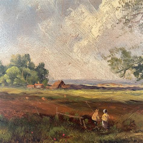 Large Antique Landscape Oil Painting With a Couple in the - Etsy