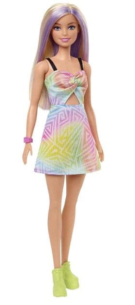 Barbie Hbv Fashionistas Puppe Blonde Lila Haare Im Rmellosen Regenbogen Prisma Kleid F R