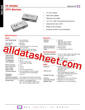 Jth S V Datasheet Pdf Xp Power Limited