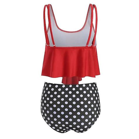Femmes Taille Haute Maillot De Bain Ruffled Vest Tummy Control Bikini Tankini Set Maillot De