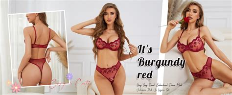 Amazon Lilosy Sexy Floral Embroidered Flower Mesh Underwire Push Up Lingerie Set Clothing