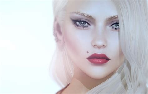 Wallpaper girl face portrait blonde mole for mobile and desktop section рендеринг