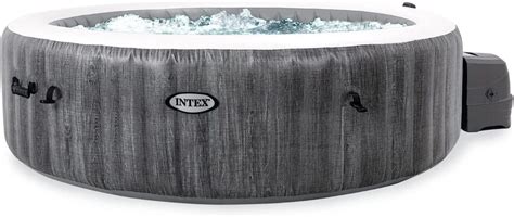 Intex Purespa Greywood Deluxe X Outdoor Portable Inflatable Person Round Hot Tub