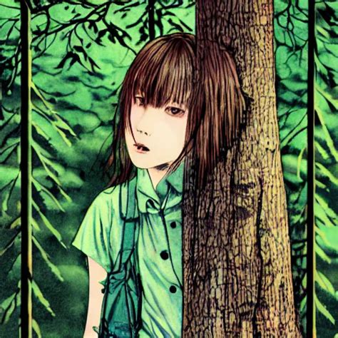 Detailed Cute Girl In A Forest Style From Asano Inio Stable Diffusion