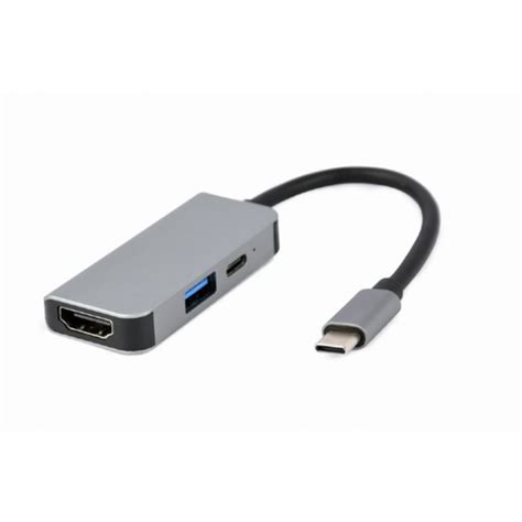 Adaptador Multipuerto Usb Tipo C En Puerto Usb Hdmi Pd Plata Con