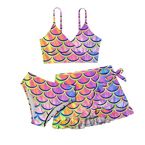 Girls Swimsuit Piece Floral Print Cut Out Tankini Bathing Suit Set Comfort Fit Bikini Set With