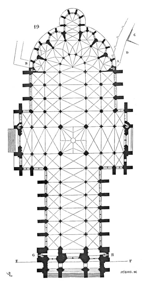 cathedrale notre dame damiens plan  elevation