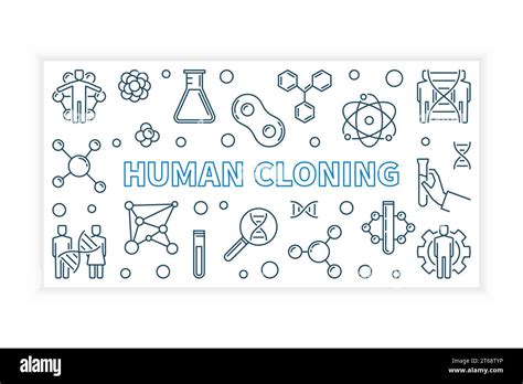 Human Cloning Vector Concept Banner Or Illustration In Outline Style On