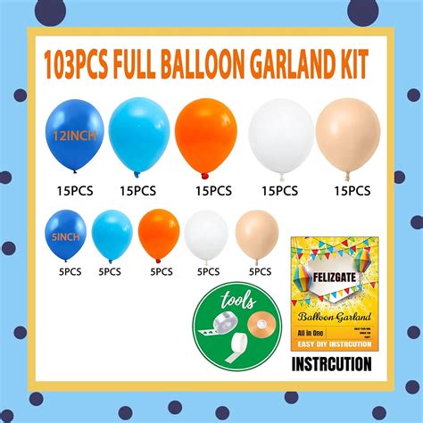 Kit De Arco De Guirnalda De Globos Azul Y Naranja Globos Tem Ticos