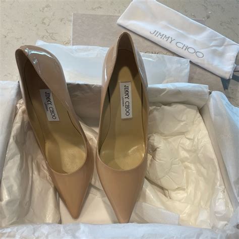Jimmy Choo Shoes Jimmy Choo Patent Leather Heels In Nude Poshmark