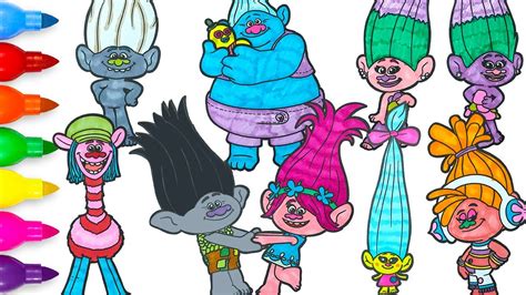 Trolls Movie Coloring Pages Compilation Poppy Branch Cooper Biggie Dj