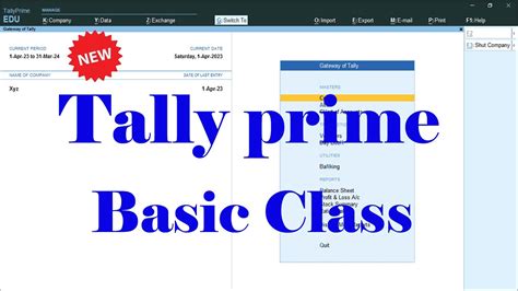 Tally Prime Tally Prime Complete Basic Class Tally Prime Tutorial