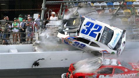 Kyle Larson S Xfinity Series Car Flies Into The Catch Fench At The