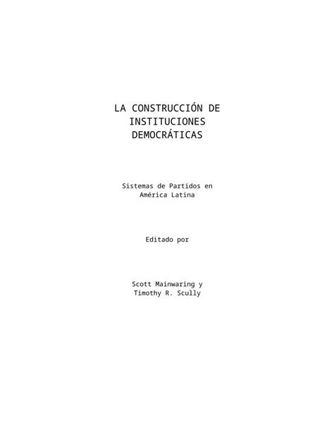 Doc Mainwaring Y Scully La Construcci N De Instituciones