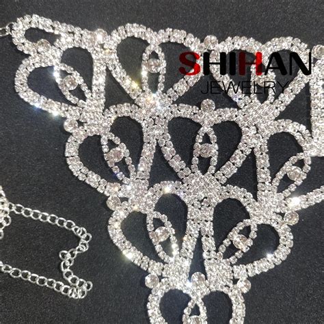 Sexy Austrian Crystal Burlesque Lingerie Thong Jewelry Rhinestone Panties Belly Chain For Dance