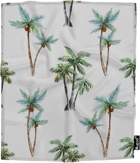 Mugod Palm Trees Throw Blanket Tropical Exotic Natural Plant Leaf Vintage Green Soft