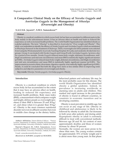 PDF A Comparative Clinical Study On The Efficacy Of Navaka Guggulu